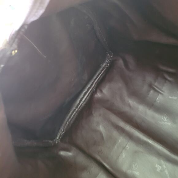 Mario Valentino Vintage Duffle Boston Tote Bag Handbag Large Travel Brown Logo - Picture 10 of 16